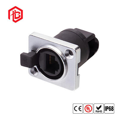 Acheter Connecteur de panneau RJ45 Ethernet 8 broches étanche IP68 avec contacts en cuivre et boîtier en nylon pour systèmes RF FPC d'énergie solaire online manufacture