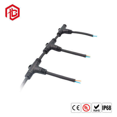 T Type Copper Waterproof Connectors 2-4 Pin Three-Way Adapter Cables for Outdoor Lighting Solar Power System Microwave
