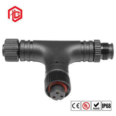 M12 Metal Nut Tee Waterproof Connector Male/Female Copper Contact for Aerospace and Solar Power Systems