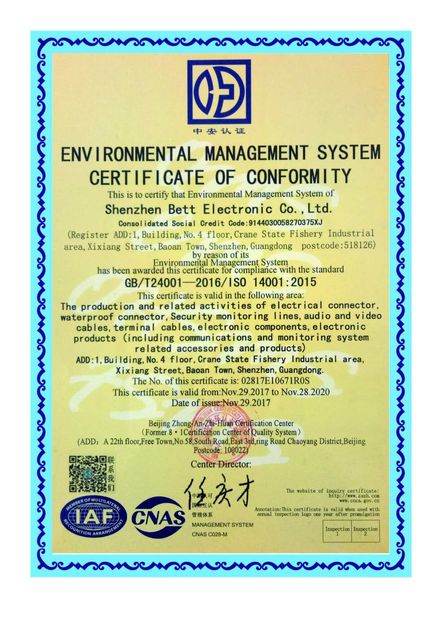 Chine Shenzhen Bett Electronic Co., Ltd. Certifications